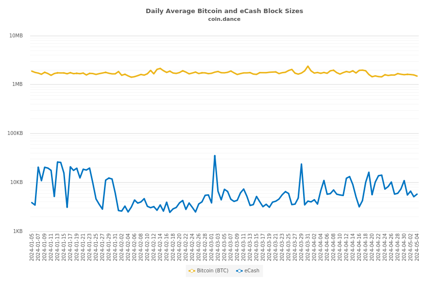 Bitcoin and eCash Block Sizes
